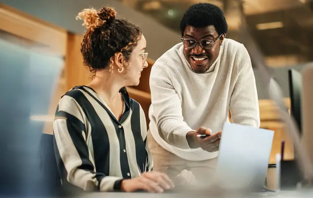 couple talking in the office