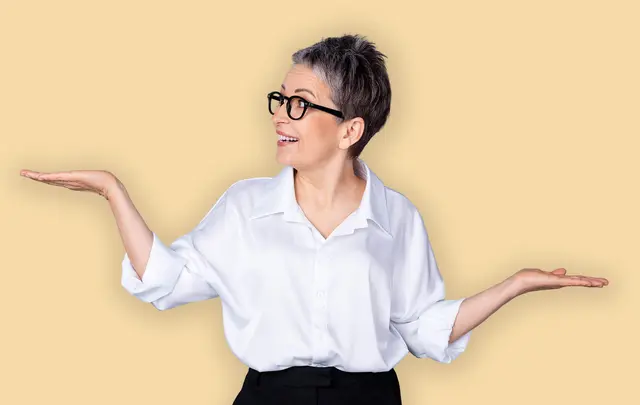 old woman with arms open