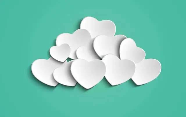 white paper love hearts