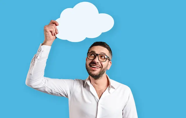 men with a white cloud in his hand