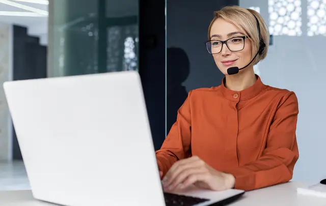 woman having a call with a laptop
