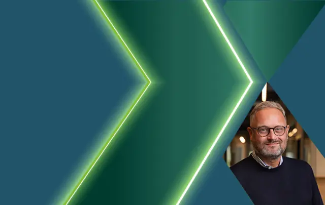 Modern design featuring a glowing green arrow pointing right, symbolizing progress. 