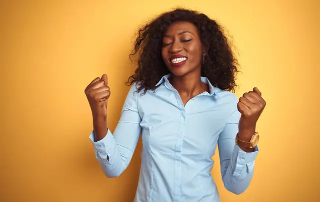 woman on yellow background