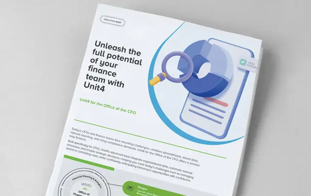 Klik hier om onze executive brief te lezen: “Unleash the full potential of your finance team with Unit4” (Benut het volledige potentieel van je financiële team met Unit4) 
