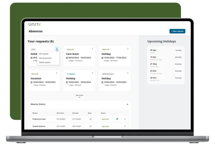 Screenshot showing how to access your payroll information in Unit4 HCM
