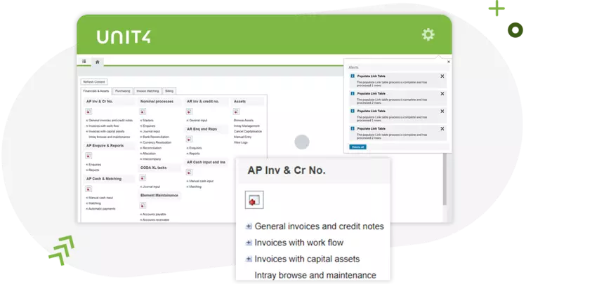 Screenshot giving an insight into Unit4 Financials by Coda