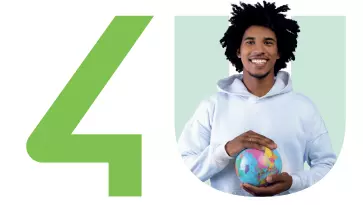 maan with a earth globe in his hands