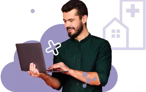 men with a laptop smiling