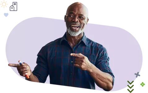 black men pointing and smiling