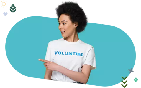 volunteer woman pointing