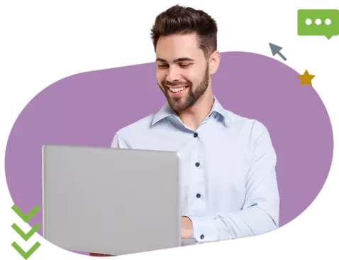 men smiling for a laptop