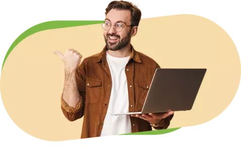 men with a laptop pointing