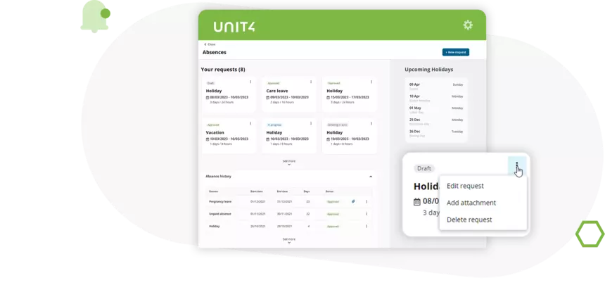 Screenshot showing how to streamline timesheet and absence management with Unit4 HCM