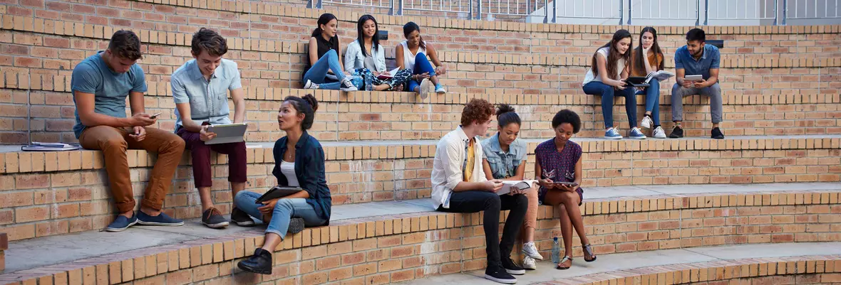 students on stairs
