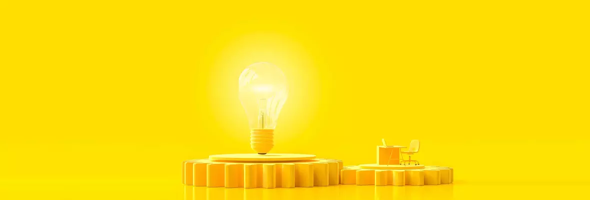 lightbulb on yellow background