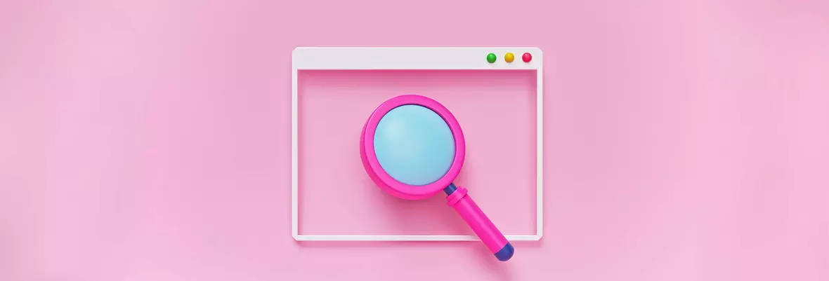 magnifying glass on pink background