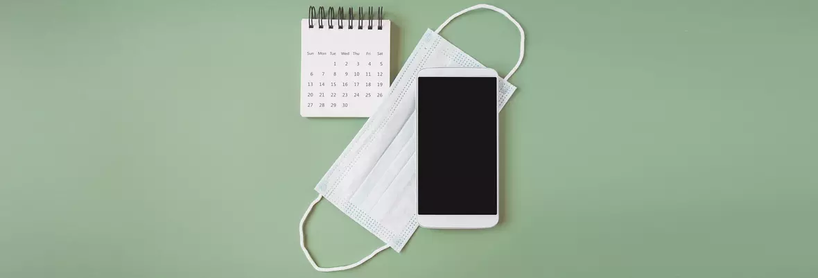 mask with phone and calendar