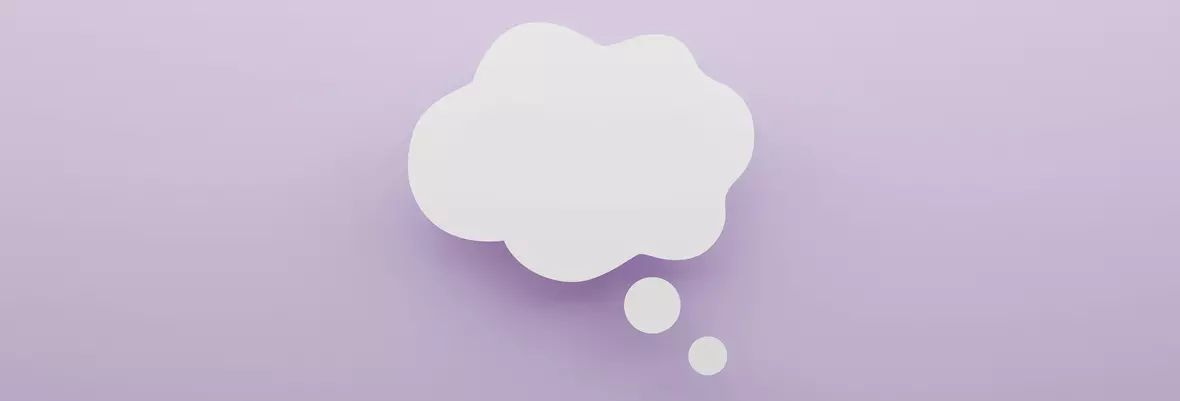 thought cloud on purple background