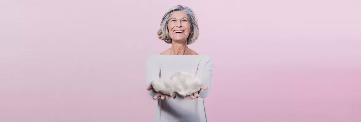 woman holding cloud 
