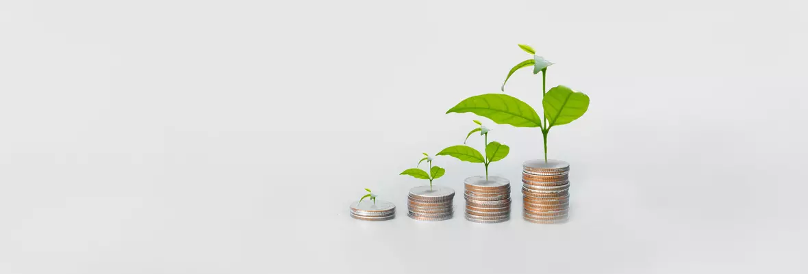 plants growing out of coins 