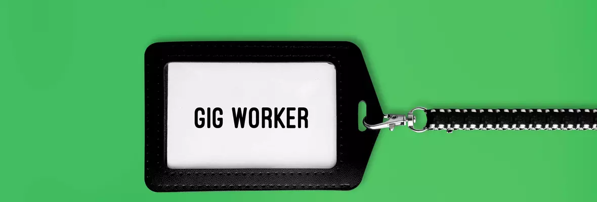 gig worker tag on chain with green background 
