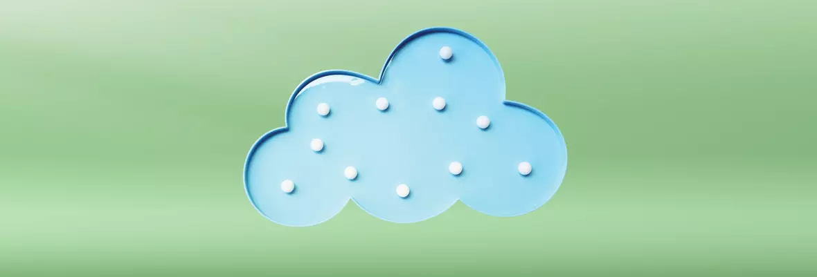 blue cloud on green background 