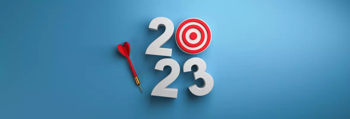 3D 2023 with bullseye and darts