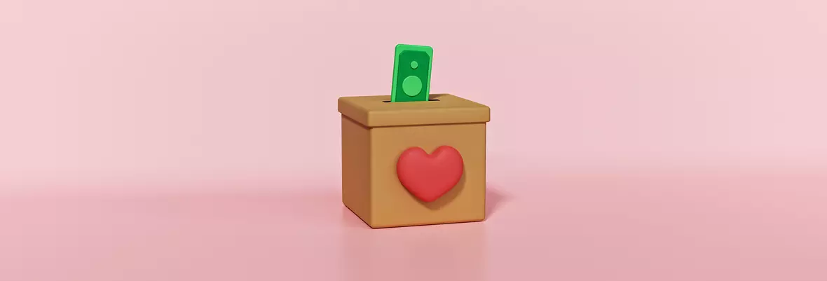 box with heart and money
