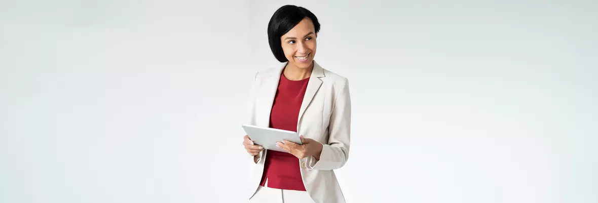 business woman holding tablet