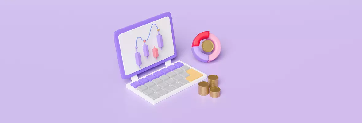 3d laptop computer with charts and graph