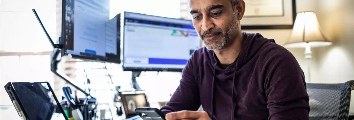 men working from home