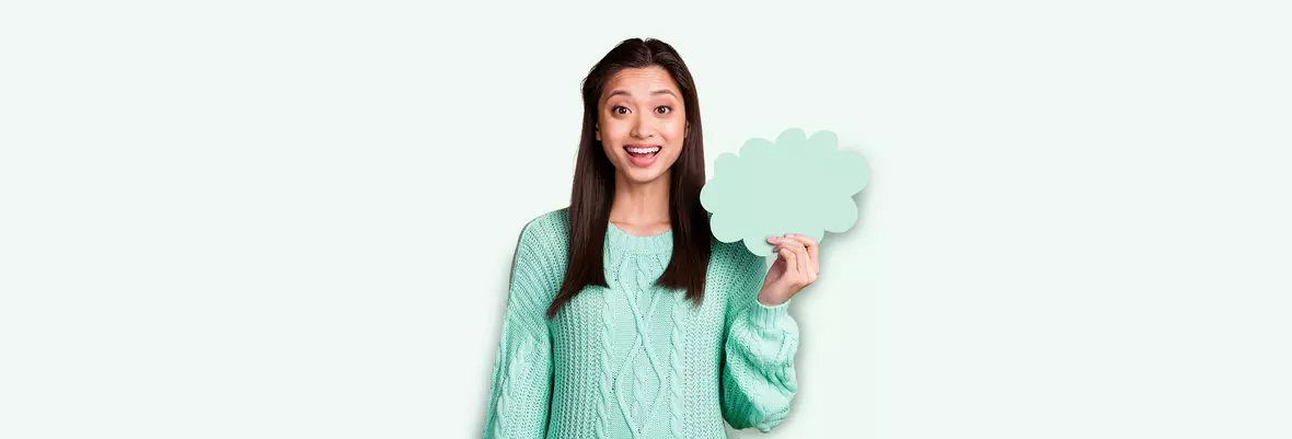 woman with a cloud in the hand