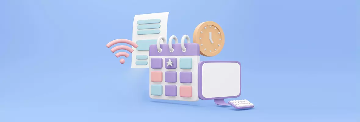 calendar, wifi and laptop