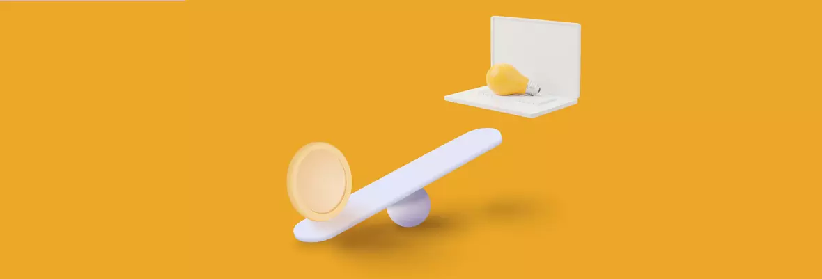 Coin on rolling pin yellow background