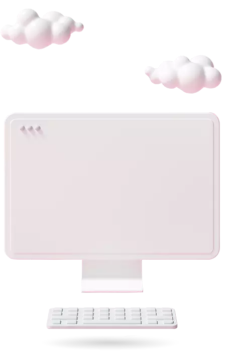 Wolken die over een computerscherm zweven