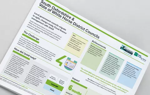 Afbeelding voor samenvatting van casestudy van 1 pagina voor Unit4-klant Districtsraden van South Oxfordshire en Vale of White Horse