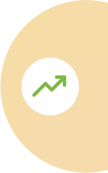Upward trend arrow icon on orange background