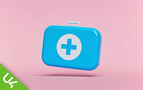 3D illustration of a blue medical bag