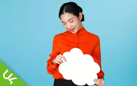 Woman holding cloud