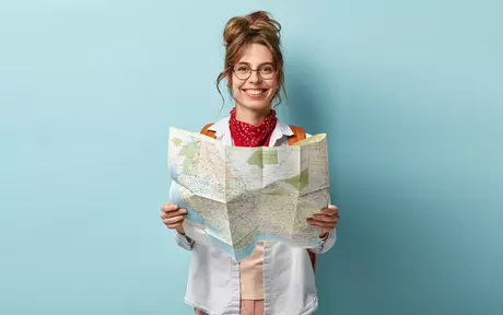 person with map 