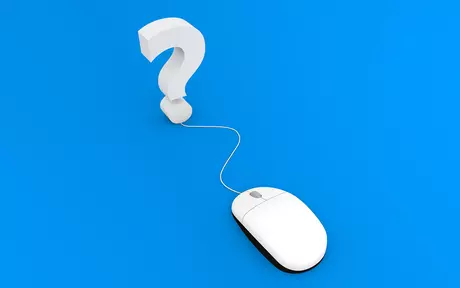 computer mouse and question mark