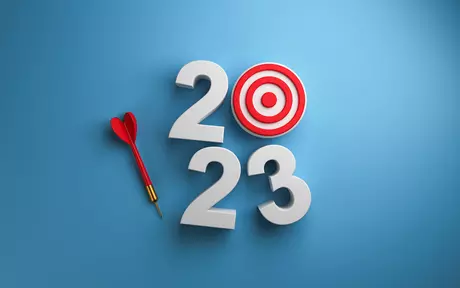 3D 2023 with bullseye and darts