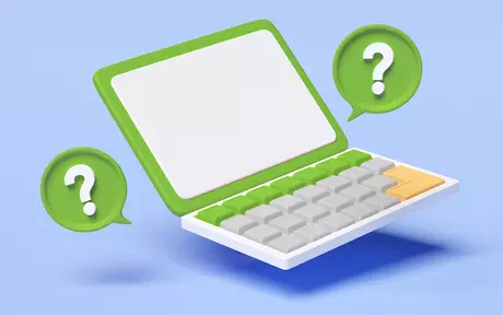 laptop and question marks