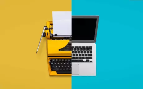 laptop and typewriter