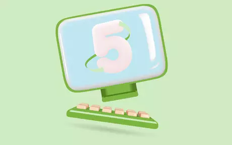 Number five on a computer screen