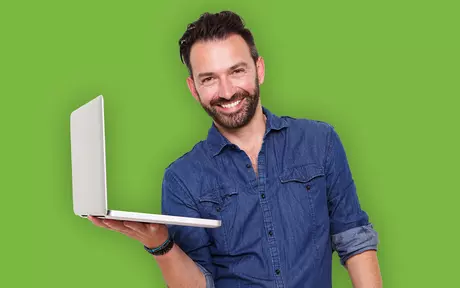 men with a laptop in the hand