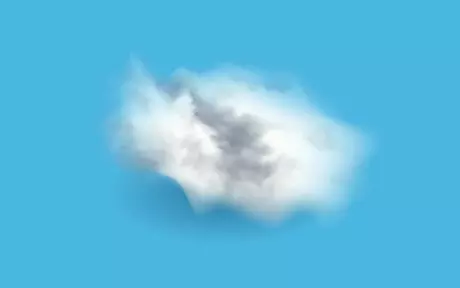 a single white cloud on a blue background