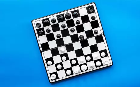Chess board on a blue background