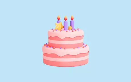 3D image of a birthday cake
