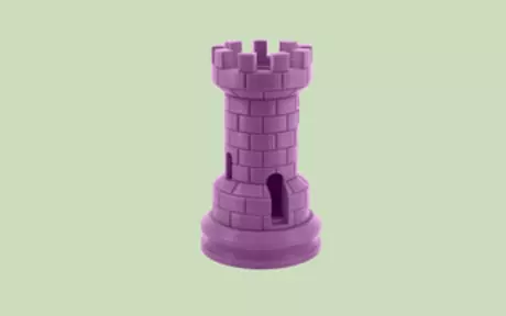 Purple tower on green background